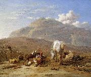 Karel Dujardin Southern landscape with young shepherd and dog Germany oil painting artist